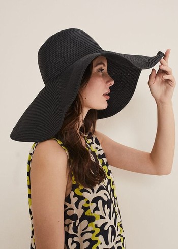 Phase Eight Oversized Straw Hats Black Australia | VL4973152